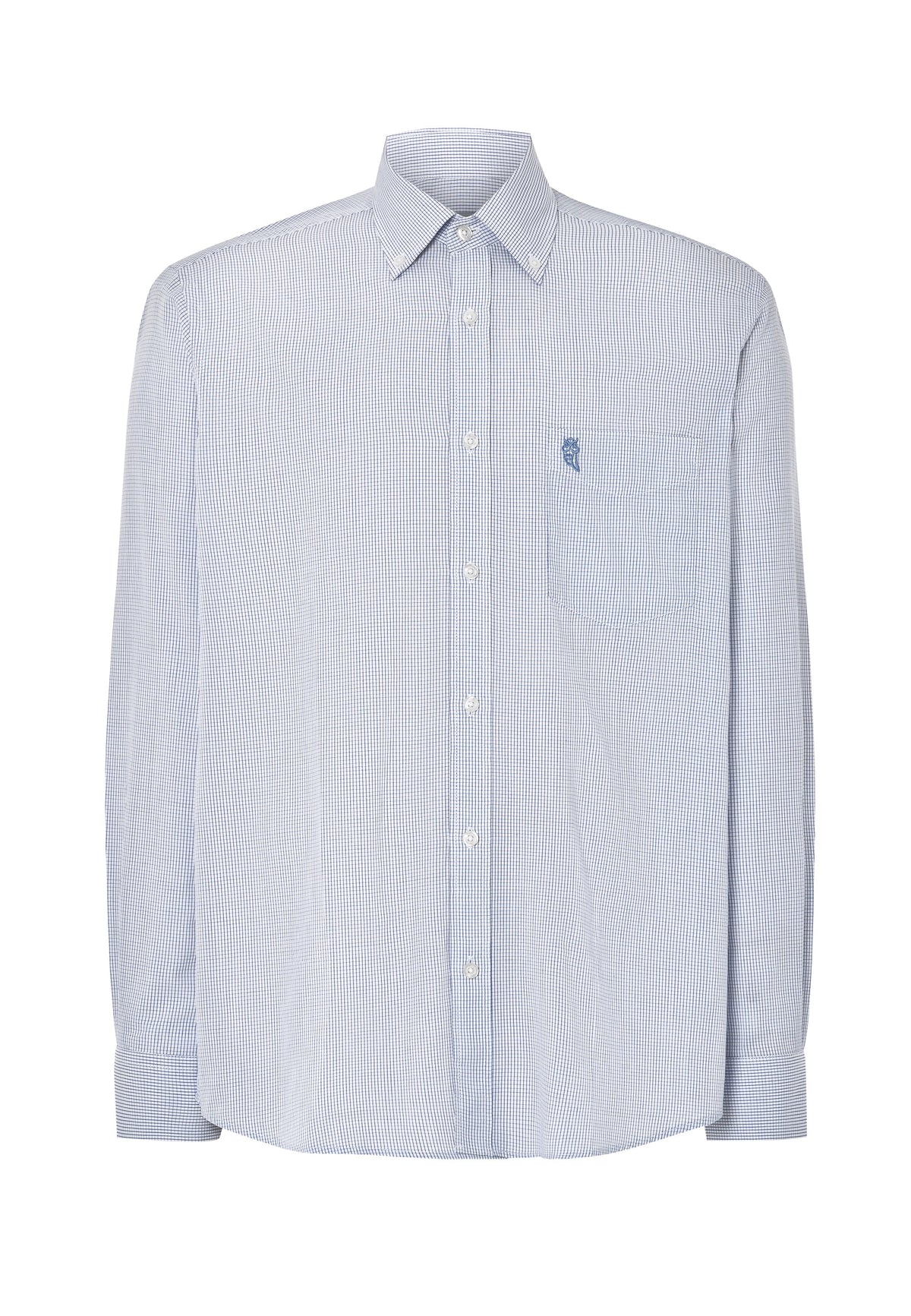 Camisa Hombre Manga Larga Popelín Cuadros con Bolsillo Easy Iron Extrasuave - Azul 0305_39