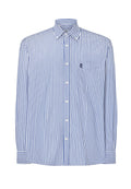 Camisa Hombre Manga Larga Popelín Rayas con Bolsillo Easy Iron Extrasuave - Azul 0306_39