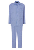Pijama Hombre Largo Solapa Algodón Popelín Cuadros - Azul 1535_30