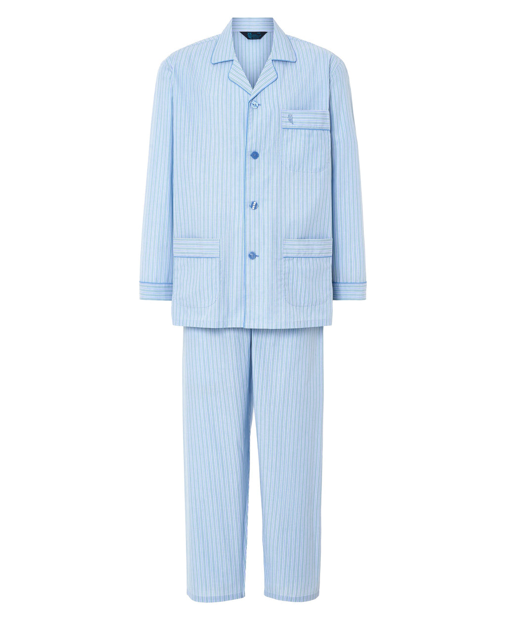 Pijama Hombre Largo Solapa Popelín Rayas - Verde 1552_40