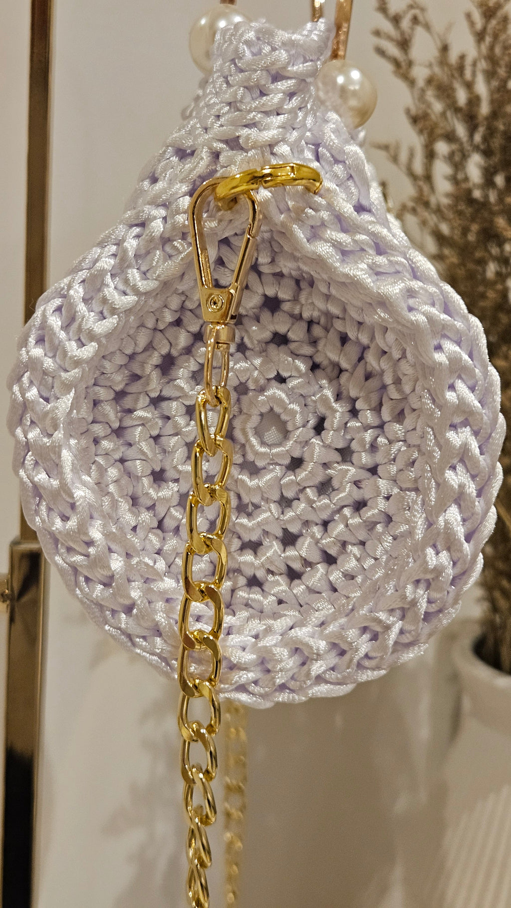 Bolso Perla Bride – Crochet Artesanal con Perlas para Novia