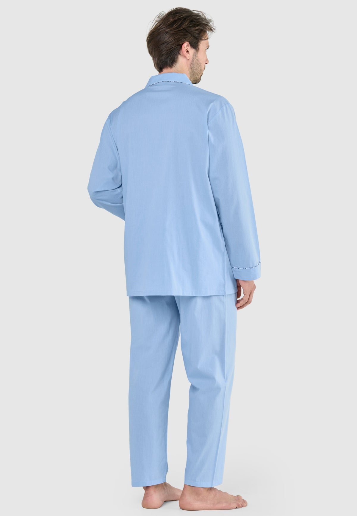 Pijama Hombre Largo Solapa Algodón Fil_à_Fil - Celeste 2987_30