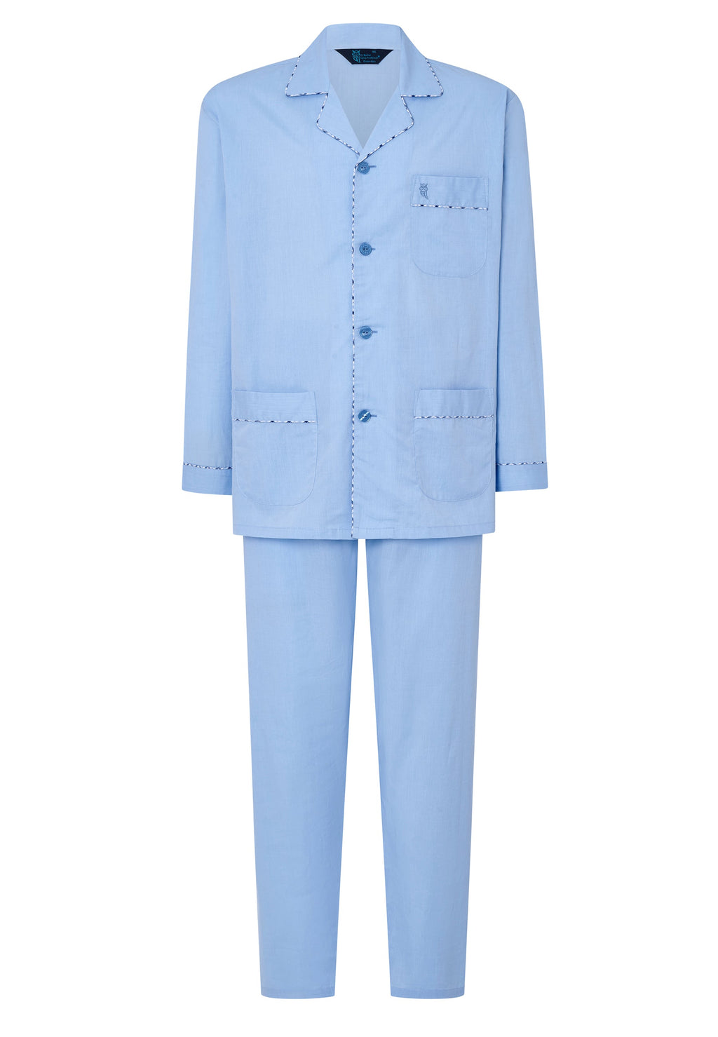 Pijama Hombre Largo Solapa Algodón Fil_à_Fil - Celeste 2987_30