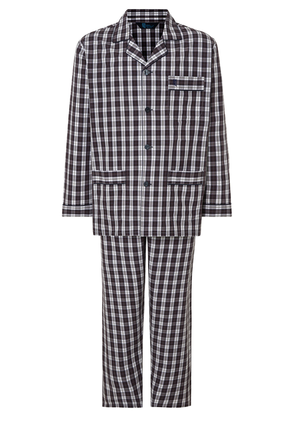 Pijama Hombre Largo Solapa Algodón Popelín Cuadros - Rojo 2990_90