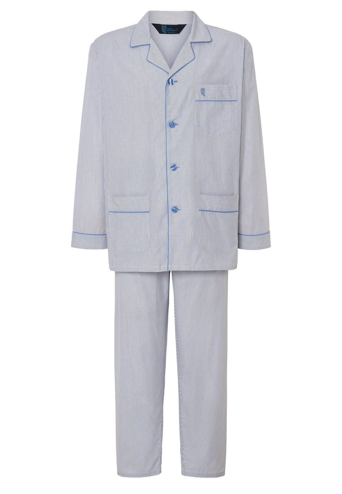 Pijama Hombre Largo Solapa Algodón Popelín Rayas - Beige 2992_10