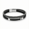 Pulsera para Hombre de Doble Hilera en Acero con Baño de Oro Blanco de 18K – Diseño Artesanal Hecho en España