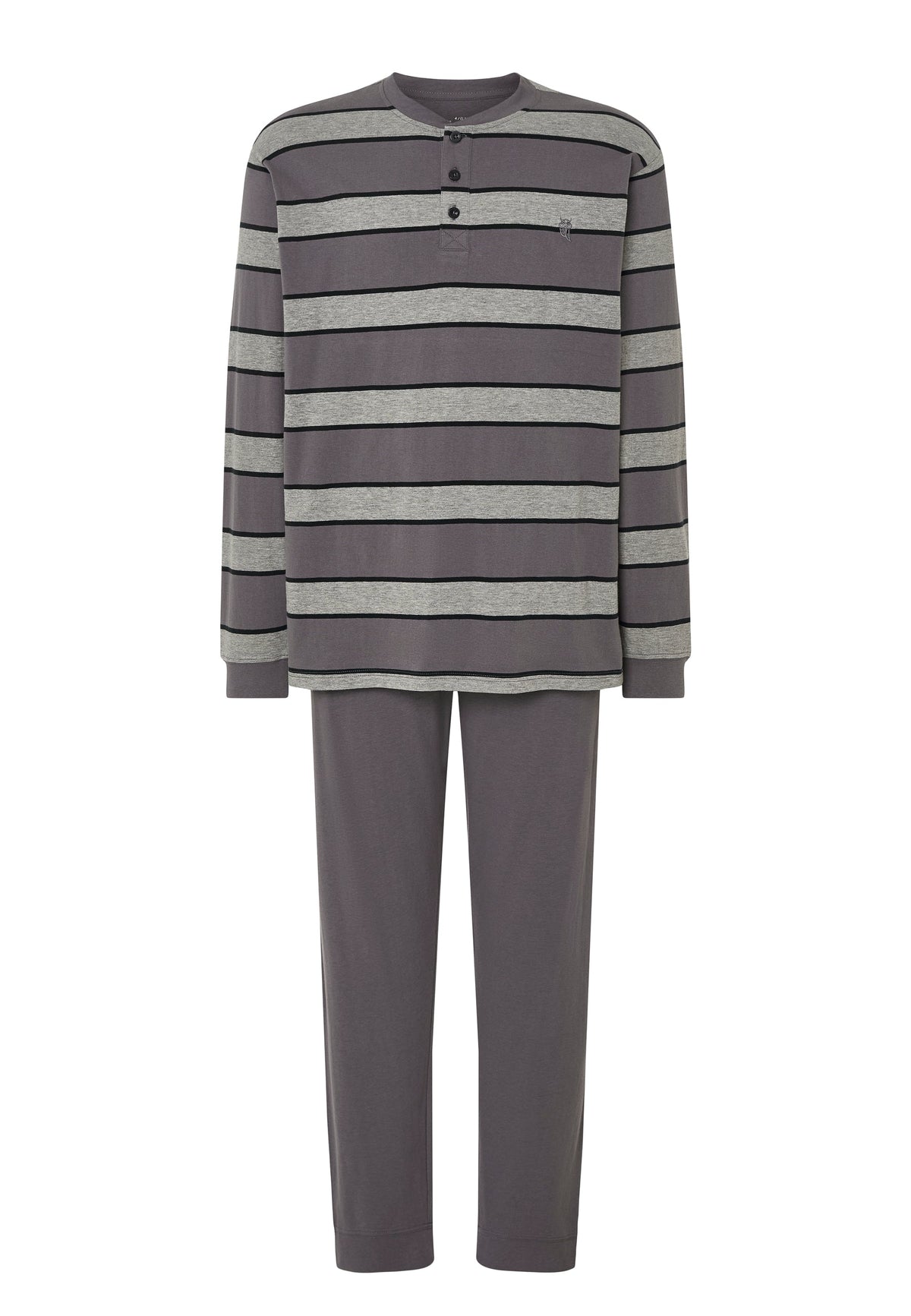 Pijama Hombre Largo Tapeta Algodón Punto Rayas - Gris 5593_20