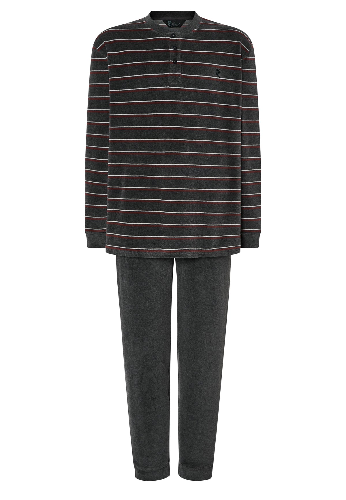 Pijama Hombre Invierno Terciopelo Rayas - Gris 5743_22