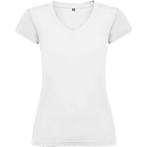 Camiseta de mujer con manga corta, escote en cuello de pico y acabados en ribete acanalado Vetonek