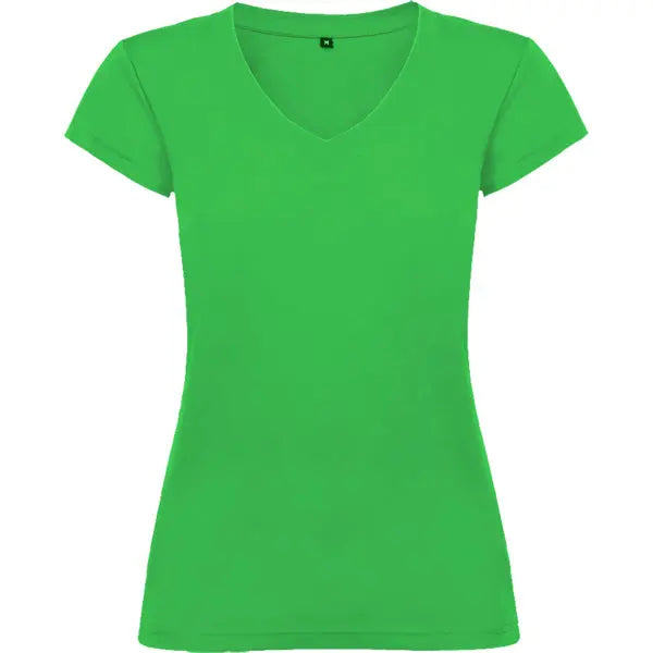 Camiseta de mujer con manga corta, escote en cuello de pico y acabados en ribete acanalado Vetonek