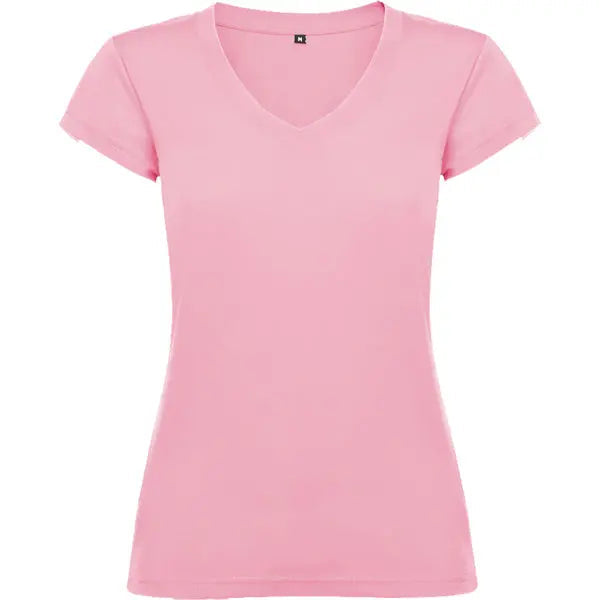 Camiseta de mujer con manga corta, escote en cuello de pico y acabados en ribete acanalado Vetonek