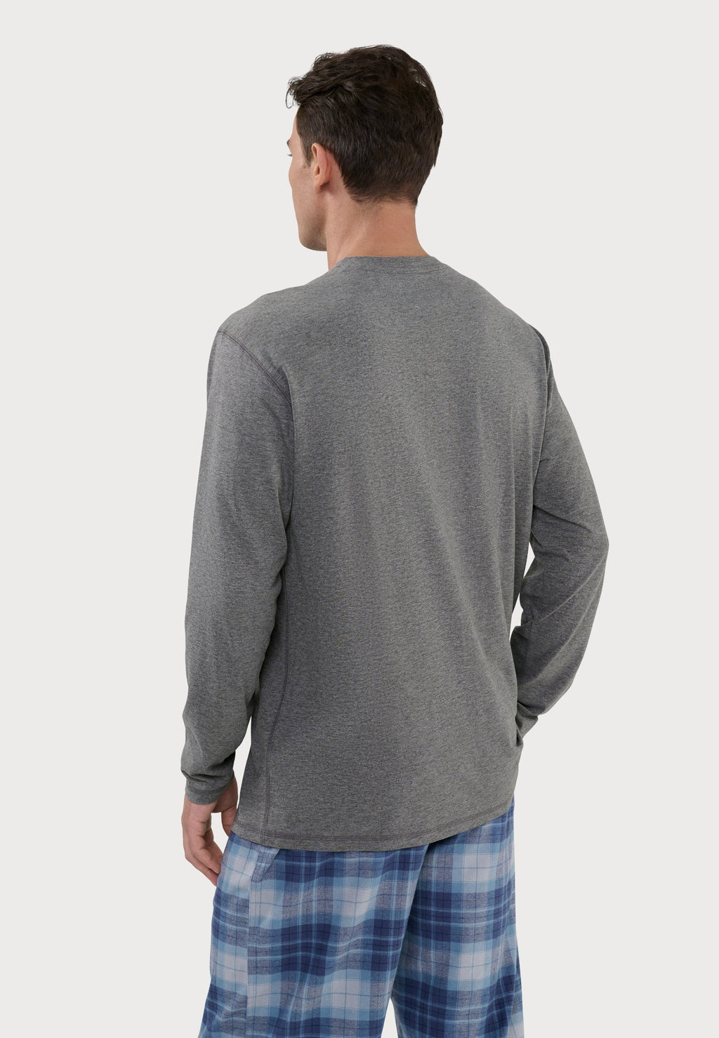 Camiseta Pijama Hombre Manga Larga Tapeta Algodón Lisa - Gris 7533_22