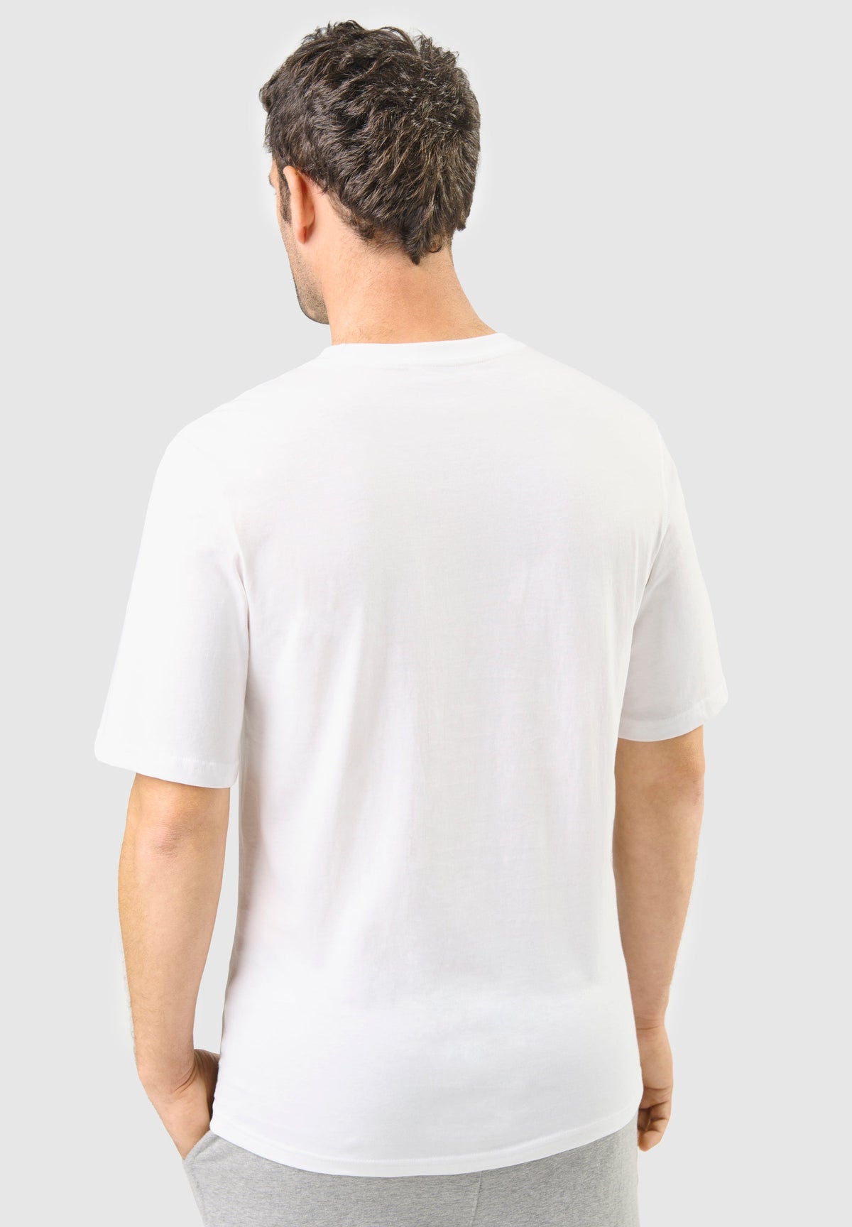 Camiseta Pijama Hombre Manga Corta Redondo Algodón Lisa - Blanco 7630_01