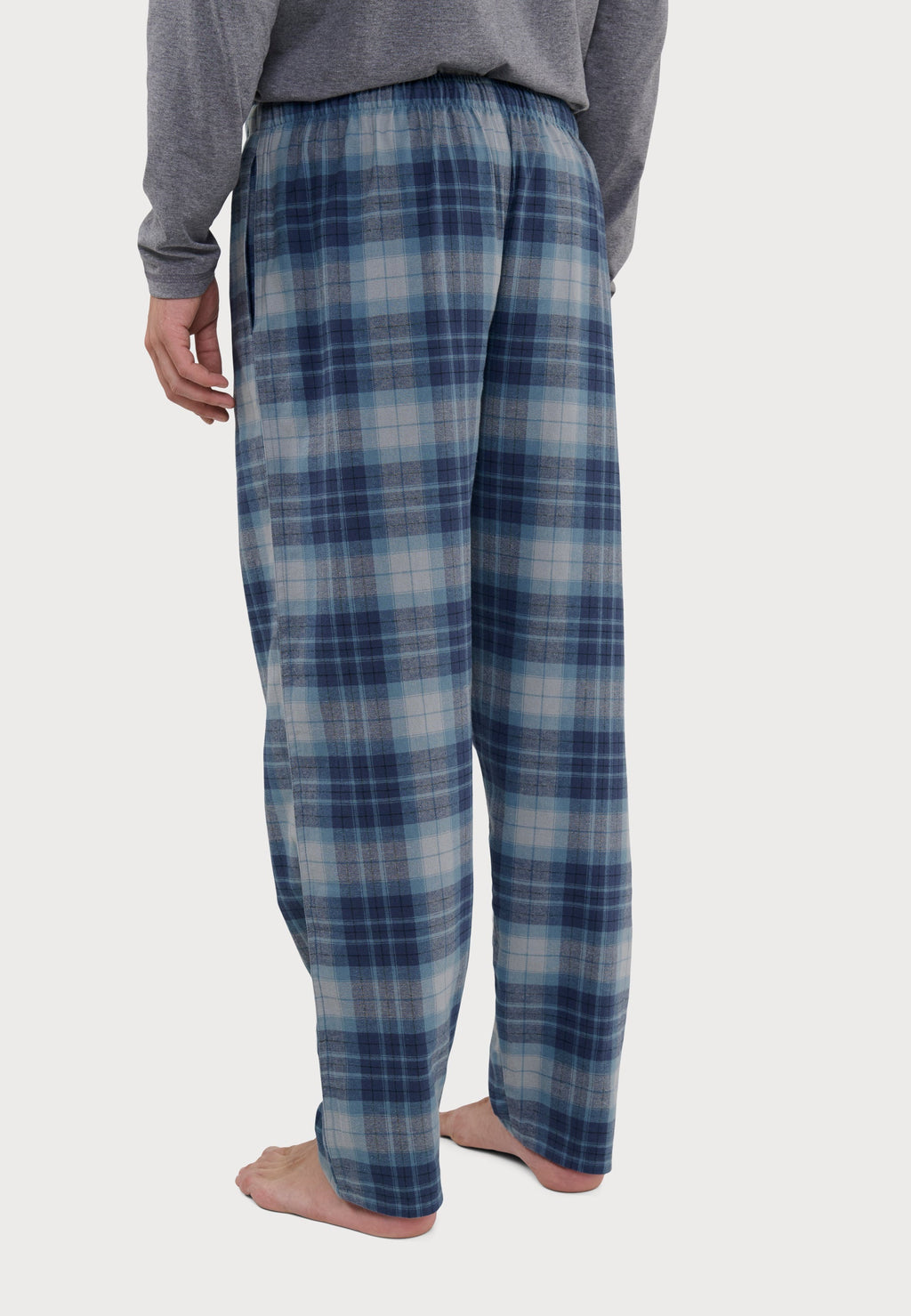 Pantalón Pijama Hombre Invierno Premium Algodón Franela Cuadros - Azul 8893_32