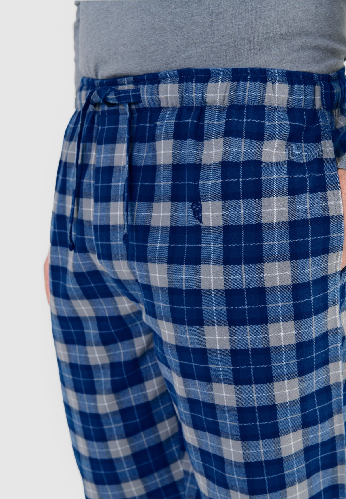 Pantalón Pijama Hombre Invierno Premium Algodón Franela Cuadros - Azul 8899_33