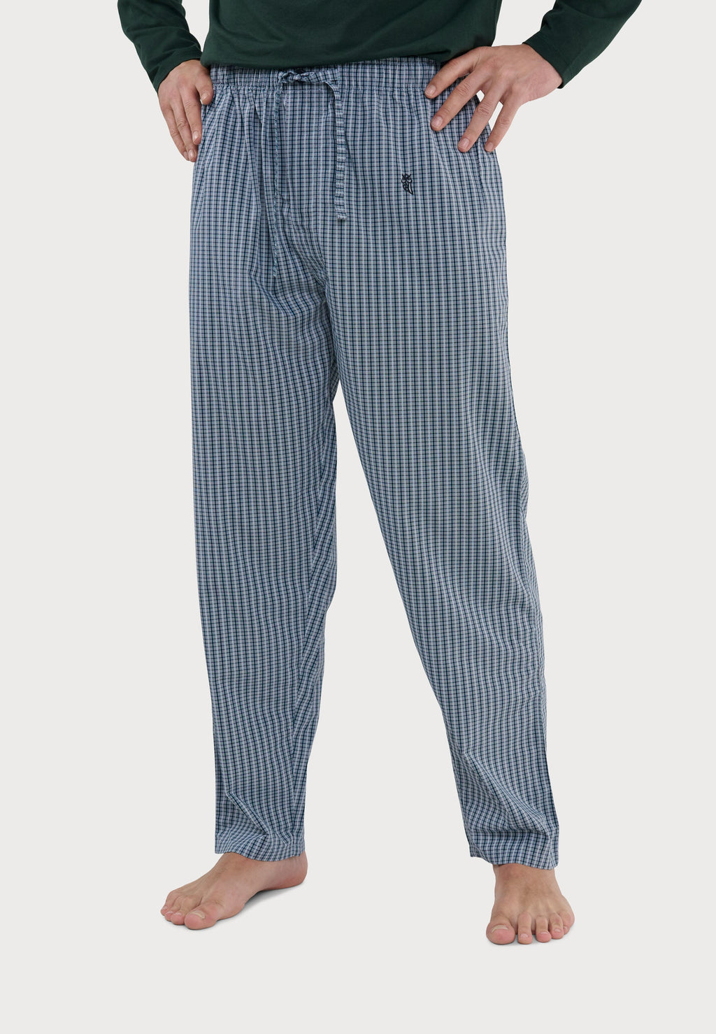 Pantalón Pijama Hombre Largo Algodón Popelín Cuadros - Verde 8923_40