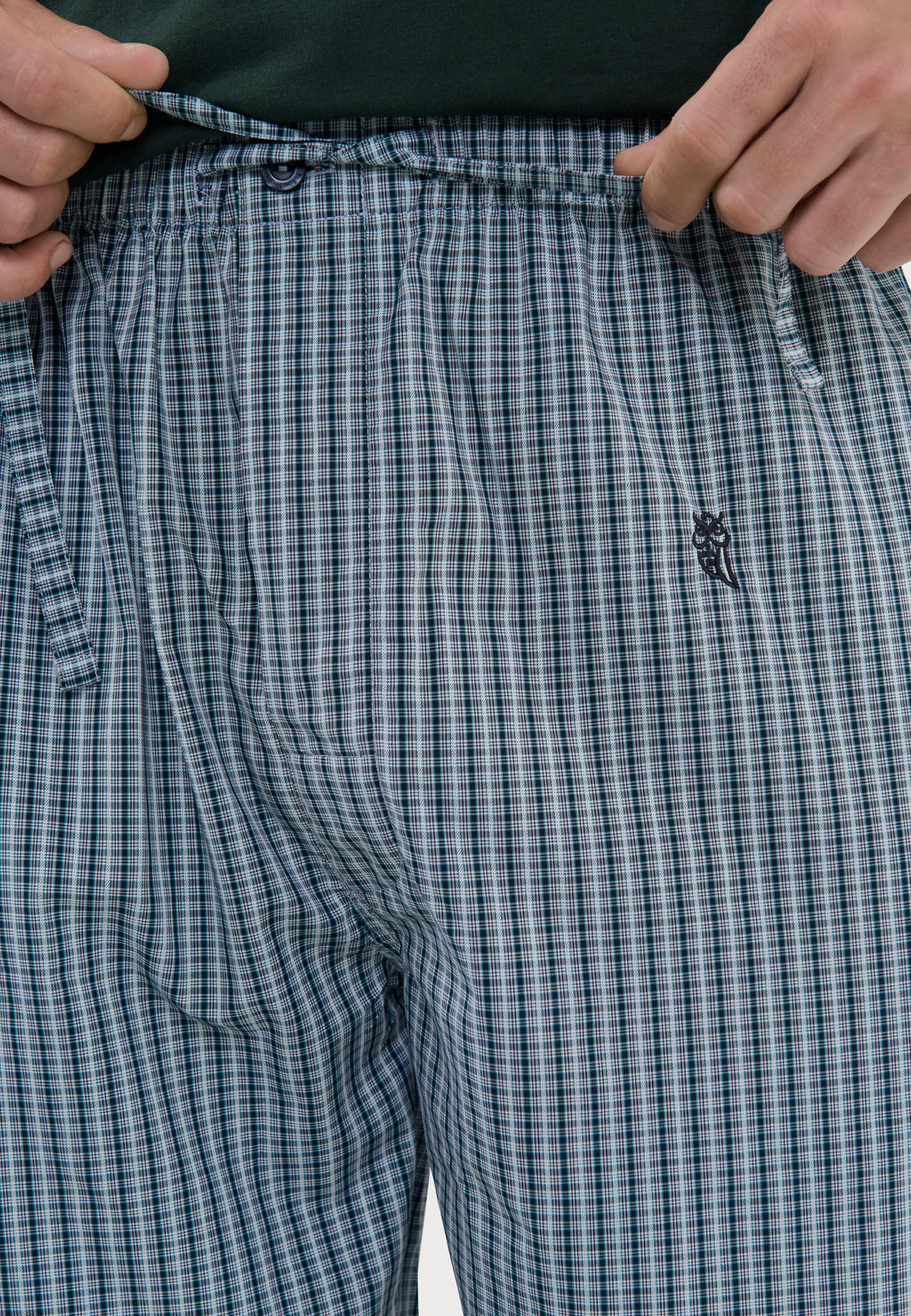 Pantalón Pijama Hombre Largo Algodón Popelín Cuadros - Verde 8923_40