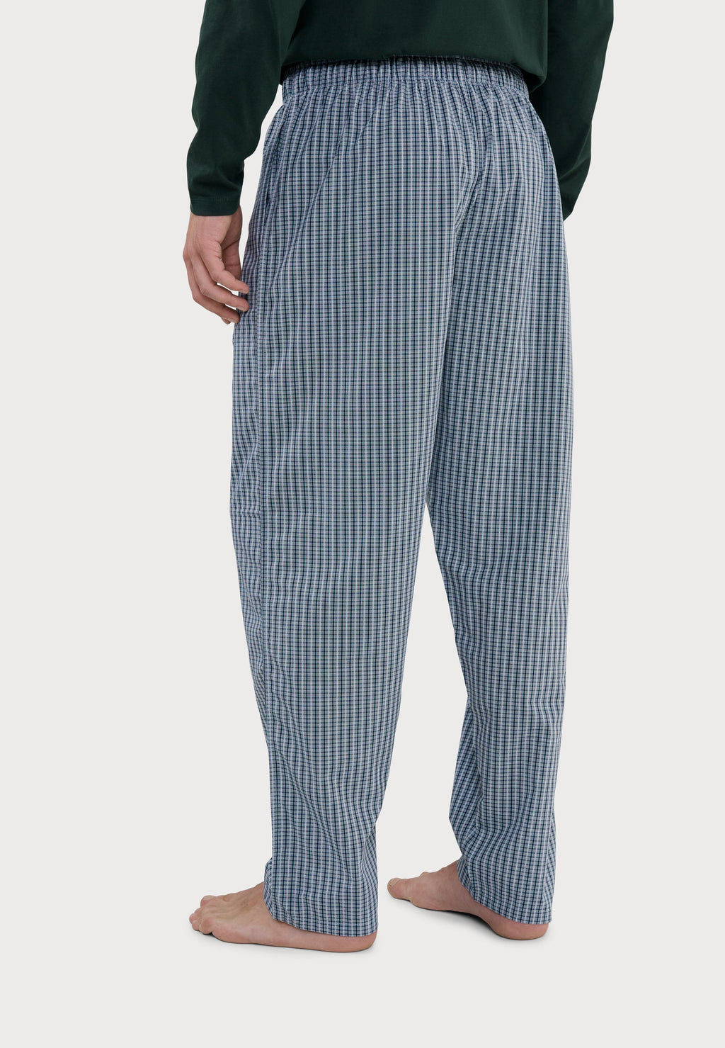 Pantalón Pijama Hombre Largo Algodón Popelín Cuadros - Verde 8923_40