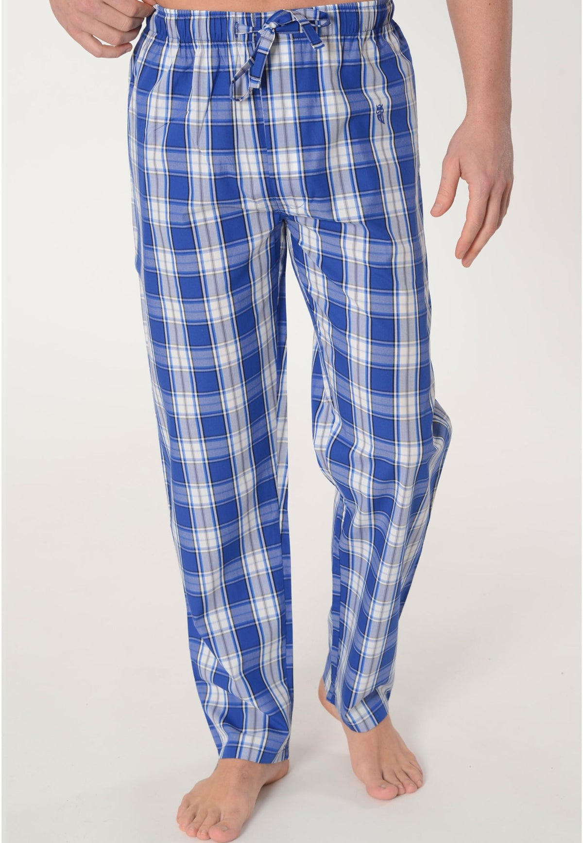 Pantalón Pijama Hombre Largo Algodón Popelín Cuadros - Azul 8911_37
