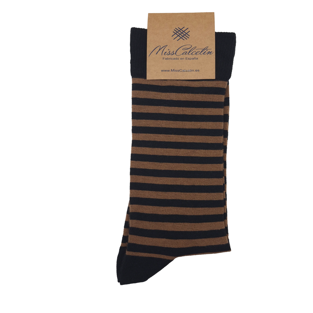 Caña Baja Rayas Finas Brown-Negro
