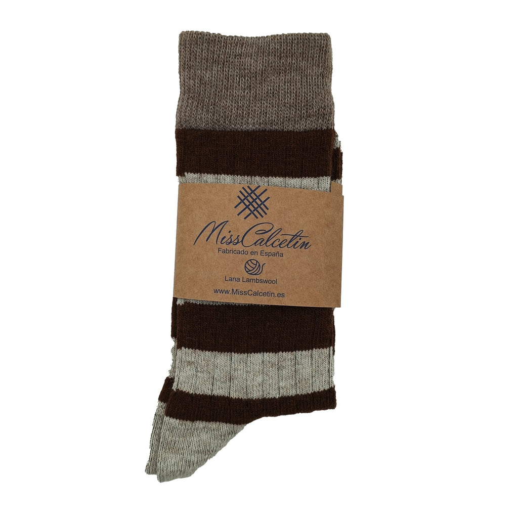 Lana Caña Baja Rayas Marrón-Crudo