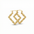 Pendientes de Aro Cuadrados Estilo Bambú - 100% Acero Bañados en Oro de 18K