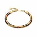 Pulsera Rígida de Eslabón Plano con Estampado Carey - 100% Acero Bañado en Oro 18K