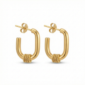 Pendientes de Aro Cuadrados con Detalle Texturizado 100% Acero Bañado en Oro 18K