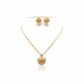 Conjunto Infantil de Joyería Corazón con Circonitas 100% Acero Bañado en Oro 18K