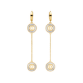 Pendientes Largos Colgantes con Doble Círculo Entrelazado 100% Acero Bañado en Oro 18K