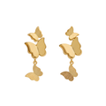 Pendientes Largos Colgantes de Mariposas Múltiples 100% Acero Bañado en Oro 18K