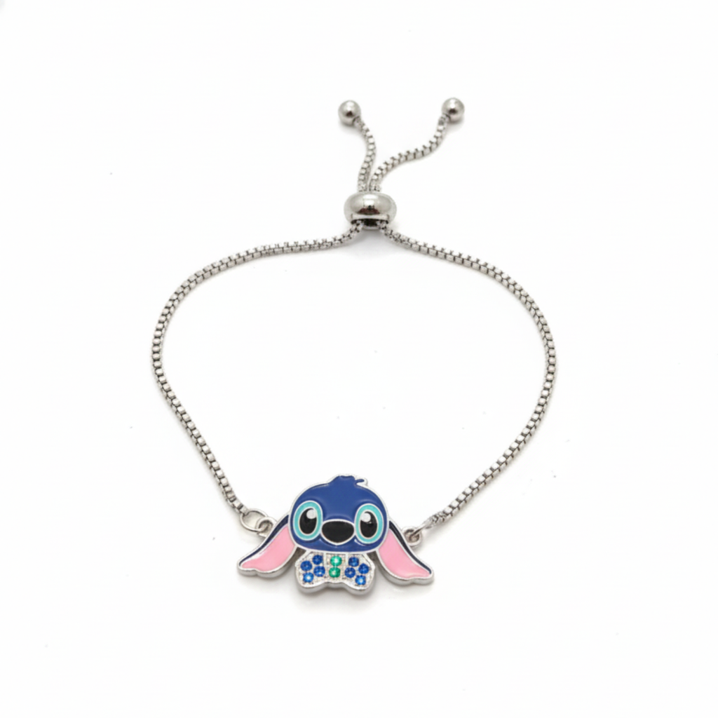 Pulsera de Personaje Azul Esmaltado con Circonitas 100% Acero Inoxidable
