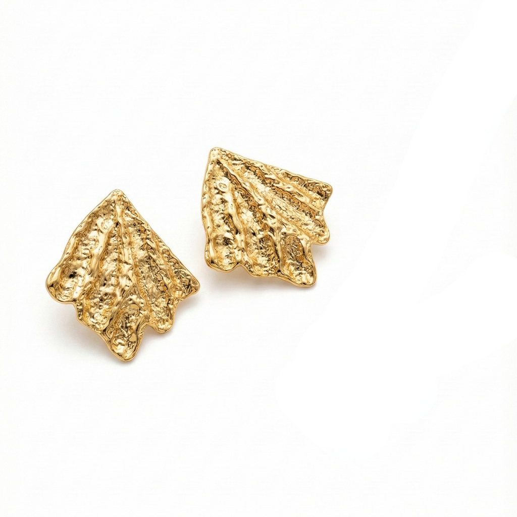 Pendientes de Concha Texturizada 'Seashell' - 100% Acero Chapado en Oro de 18K