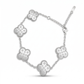 Pulsera de Tréboles Grabados - 100% Acero Plateado