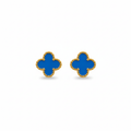 Pendientes Trébol de la Suerte Azul - Acero 100% Bañado en Oro 18K