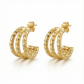 Pendientes de Acero Inoxidable Bañados en Oro de 18K con Acabado Láser