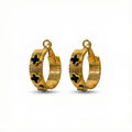 Pendientes de Aro con Detalle de Trébol Negro - 100% Acero Bañado en Oro 18K