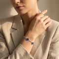 Pulsera de Trébol Azul Intenso 100% Acero Inoxidable Color Plata