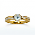 Pulsera Rígida con Ojo Turco y Nácar - 100% Acero Bañado en Oro 18K