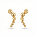 Pendientes Trepadores de Bolas Graduadas 100% Acero Bañado en Oro 18K