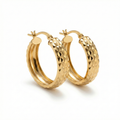 Pendientes de Aro Pequeños Texturizados - 100% Acero Bañado en Oro 18K