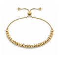 Pulsera Ajustable de Acero Chapado en Oro 18K con Bolas Texturizadas
