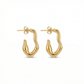Pendientes Ondulados Irregulares 100% Acero Bañado en Oro 18K