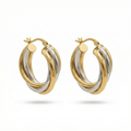 Pendientes de Aro Triple Banda 100% Acero Bañado en Oro 18K