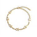 Pulsera de Cruces Egipcias (Anj) 100% Acero Bañado en Oro 18K