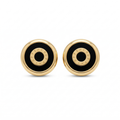 Pendientes Círculos Concéntricos Negros y Dorados 100% Acero Bañado en Oro 18K