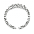 Pulsera de Cadena Gruesa con Eslabones Centrales de Brillantes de Acero Chapado en Plata