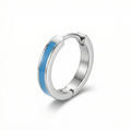Pendientes de Aro Modernos con Detalle de Esmalte Azul Cielo - Acero Inoxidable