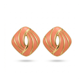 Pendientes Geométricos Esmalte Rosa y Rayas Doradas 100% Acero Bañado en Oro 18K