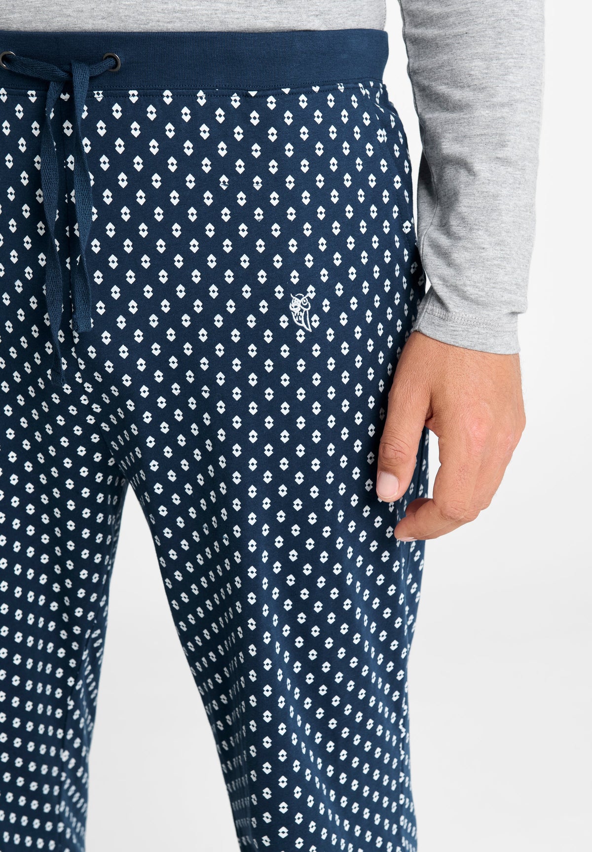 Pantalón Pijama Hombre Largo Algodón Punto Cuadros - Azul 8509_36
